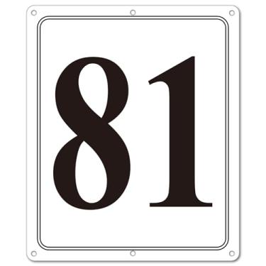 Imagem de i-CowFun Placa numerada de metal premium ao ar livre, refletiva 30,5 x 25,4 cm placas numeradas de alumínio grandes 81 para estacionamento, quadra de tênis, campo, armazém, corredor, edifício, doca