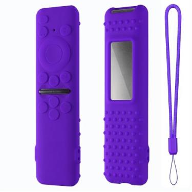 Imagem de Capa compatível com Samsung BN59-01432, capa de controle remoto, capa protetora de silicone à prova de choque antiderrapante, capa protetora (roxa)
