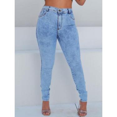Imagem de A Calça Skinny Feminina Clara Marmorizada com cintura alta - Faraya Je