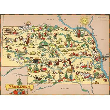 Imagem de Quebra-cabeças para adultos, 1000 peças, mapa de madeira de Nebraska, jogos de quebra-cabeça dos EUA do estado, decoração de mapa