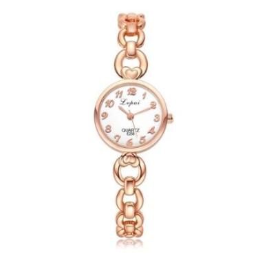 Imagem de Relógio De Pulso Feminino Dourado Pequeno Quartz Analógico-Feminino