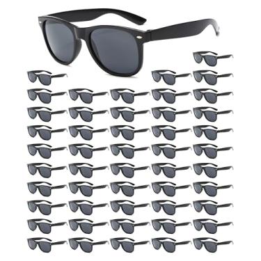 Imagem de Zylothex Pacote com 6/10 óculos de sol para adultos, armação dourada, quadrados, estilo retrô, acessório de rave de festa de verão, Preto