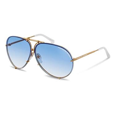 Imagem de Porsche Design Óculos de sol icônicos P8478 (69 mm, W - ouro amarelo, branco/lente - gradiente azul/lente extra - marrom)