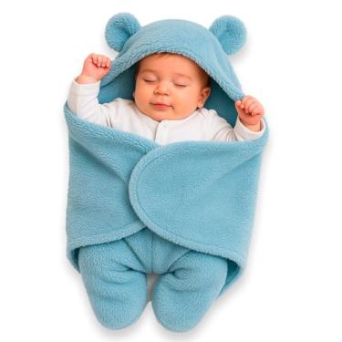 Imagem de Cobertor Para Bebe Cueiro Charutinho Saco De Dormir Inverno (Azul)