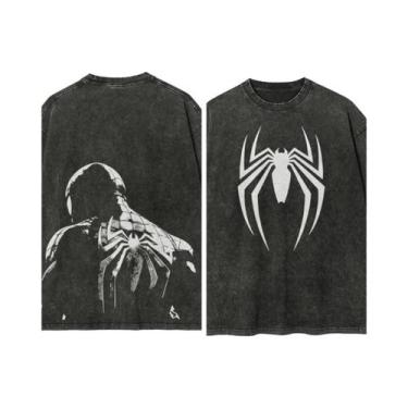 Imagem de Camiseta Masculina Marvel Homem-Aranha Lavada Retrô De Manga Curta Cas