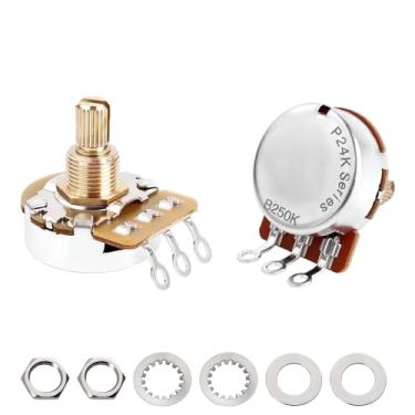 Imagem de Banworks Brass B250K Imperial 9,5 mm Rosca Potenciômetro de guitarra tamanho completo 24 estrias eixo curto dividido (comprimento 15,5 mm) Potenciômetro linear afunilado para Gibson Les Paul LP/SG