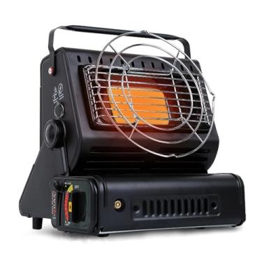 Imagem de fogão a gás de acampamento fogão a gás fogão a gás portátil 1300W aquecedor a gás de uso duplo aquecedor de acampamento forno a gás portátil para aquecimento cozinhar