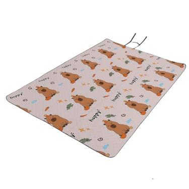 Imagem de Cryfokt Cobertor de Piquenique, Tapete de Piquenique Dobrável Portátil Espessado à Prova de Umidade para Grama, Caminhadas, Viagens, Concertos, Tapete de Com Alça de Transporte, (200 * 300cm)