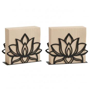 Imagem de Porta-guardanapos de lótus preto, pacote com 2