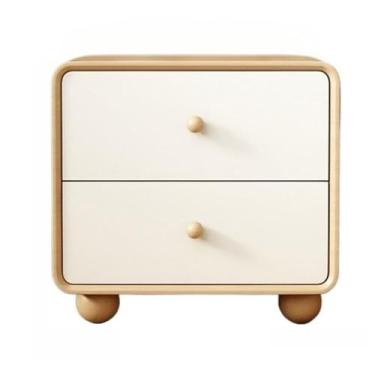Imagem de Mesa de cabeceira pequena de madeira para armário baixo com gaveta, quarto moderno e simples (natural)