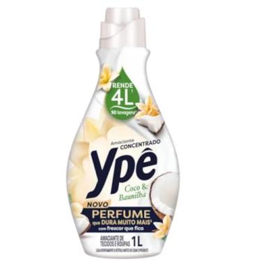 Imagem de Ypê Amaciante Concentrado Coco e Baunilha, 1L, Rende 4L, 50 Lavagens