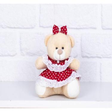 Imagem de Urso de pelucia vestido poá vermelho - tedde 12 cm - CKD CONFECCOES, P