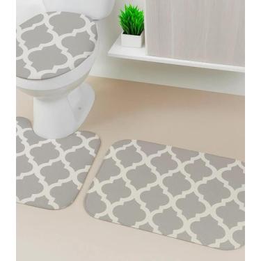 Imagem de Jogo De Banheiro Estampado Tapetes Junior Cinza - Tapetes Júnior, UN, 