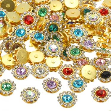 Imagem de Generic 12 mm garra de flor costurada em pérolas strass, 100 peças de cristais base de metal cristal de garra de flor pedras preciosas cristais para artesanato DIY sapatos roupas vestido brinco cinto