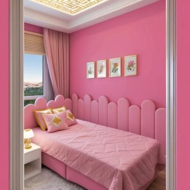 Imagem de Kit Cabeceira Nuvem Estofada Modular 60x20cm para Cama Box Solteiro Casal Queen King (15,ROSA)