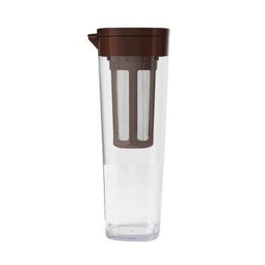 Imagem de x3anggyt5 Jarra de água de plástico de 1100 ml, jarra de água fria, jarro de água, pote de café gelado para porta de geladeira, garrafa de chá gelada de limonada (preta)