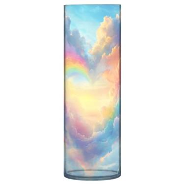 Imagem de Qilmy Vaso de coração de amor arco-íris para flores, vaso de belas artes, decoração de casa para escritório, sala de jantar, sala de estar, casamento307