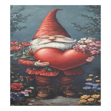 Imagem de Qilmy Capa de ímã de máquina de lavar louça de gnomo fofo dia dos namorados 58 x 66 cm capas decorativas de geladeira para porta frontal adesivo de folha magnética máquina de lavar louça painel