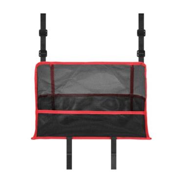 Imagem de FJMQHU Organizador de armazenamento para carro entre os bancos dianteiros, porta-bolsas, bolsa de rede para encosto de banco, divisória para crianças no, Vermelho