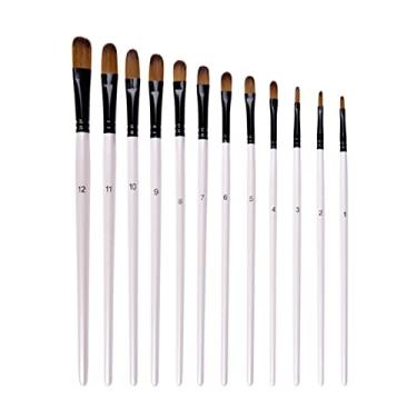 Imagem de Conjunto de 12 pincéis Filbert com cabelo náilon para pintura acrílica óleo e aquarela kits profissional artistas
