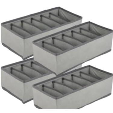 Imagem de Organizadores de Gaveta para Roupas Íntimas, Cinza, 6 Divisórias, Kit com 4 Peças