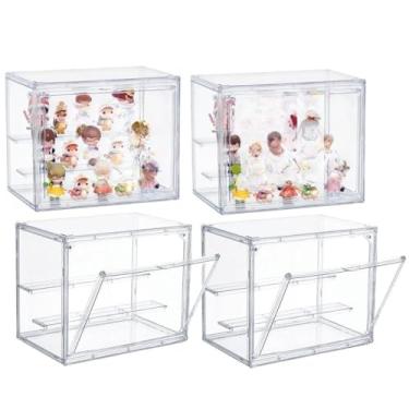 Imagem de Caixa Organizadora Acrílica Transparente para Bonecos e Colecionáveis – Vitrine com Porta Magnética, Empilhável e Proteção Contra Poeira(4 unidades)