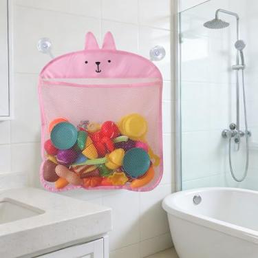 Imagem de Organizador de brinquedos de banho de malha animal com ventosas, armazenamento de brinquedos para banheira, organizador de banheiro ou chuveiro, sacos de rede multiuso facilitam o armazenamento de
