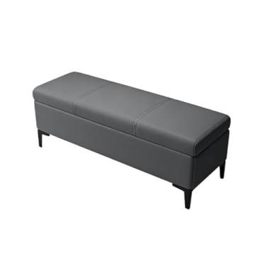 Imagem de Baú Organizador Puff Estofado Multiuso Com Tampa Desenhada Para SalaQuarto E Decoração(Gray 3,120x40x45cm)