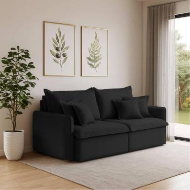 Imagem de Sofá 2 Lugares 1,80m Retrátil E Reclinável Em Tecido Veludo – Malta Lucadi Preto