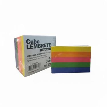 Imagem de BLOCO CUBO LEMBRETE NEON 600FL - 75G - NEON 92mm x 82mm - USAPEL