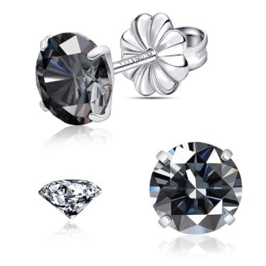 Imagem de Brincos de moissanite, brincos de titânio hipoalergênicos em ouro branco 18 quilates corte redondo cor D VVS1 Claridade Criada em Laboratório Moissanite Joia para mulheres e homens, 0,6CT-3,0CT