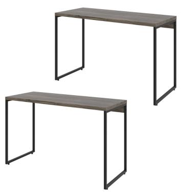 Imagem de Kit 02 Mesas Para Escritório e Home Office Industrial Aspen 120 cm C01 Carvalho Dark - Lyam Decor