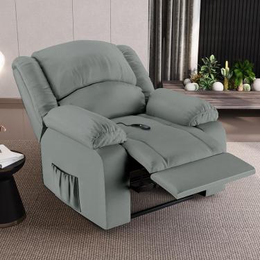 Imagem de Poltrona do Papai Reclinável Sala de Cinema Madrid Controle Power Elétrico USB PU Cinza  G23