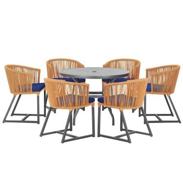 Imagem de Mesa E 6 Cadeiras E Noronha Preto E10 Trama  Terra Cota