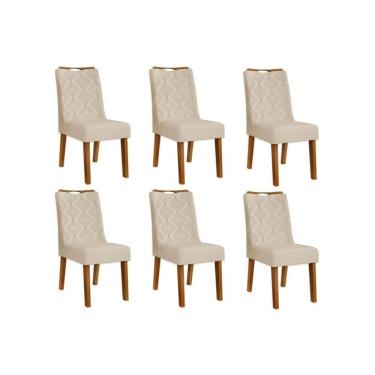 Imagem de Cadeira Sala De Jantar Stela Kit 6 Un Ipe-linho Neve - Dj Móveis