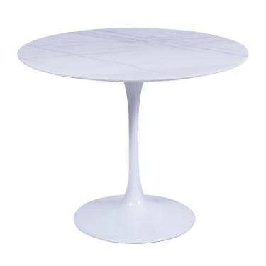 Imagem de Mesa Saarinen Redonda Carrara 100cm - Base Branca