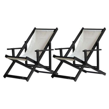 Imagem de Kit 2 Espreguiçadeiras Dobrável Black Cb-branco