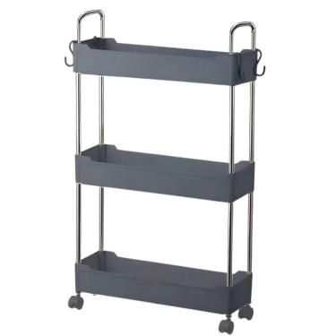 Imagem de Prateleira Multiuso 3 Andares Com Rodinha Cinza