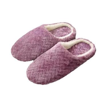 Imagem de Chinelos De Inverno Femininos De Pelúcia Com Desenho De Gato, Antiderr