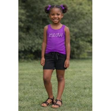 Imagem de Conjunto Infantil Meninas Verão Regata Ribana Shorts Moletim Confort -