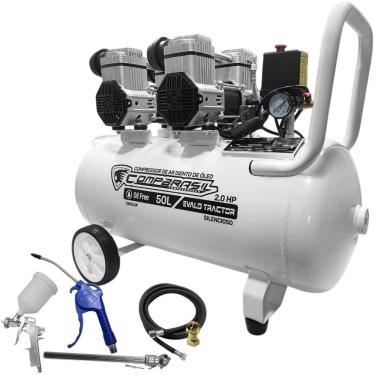 Imagem de Compressor Portátil Isento 10 Pés 2HP 50L com Kit 5 Peças EVALD TRACTOR COMPBRASIL