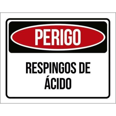 Imagem de Kit 10 Placa Acm Perigo Respingos De Ácido 18X23 - Sinalizo