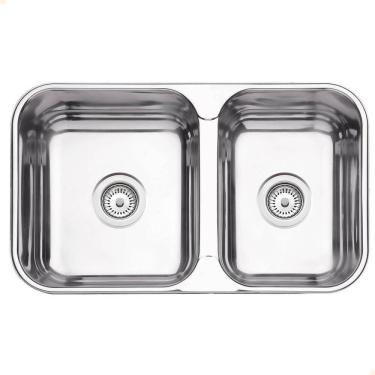 Imagem de Cuba Dupla Tramontina Isis 2c 34-28 Bs Perfecta Inox Polido 69x40 Cm Com Válvula 94062402