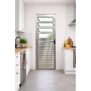 Imagem de Porta Basculante Alumínio Brilhante Linha 25 Brecorimo, DIREITO, 210 X