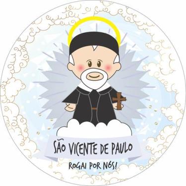 Imagem de Painel de Tecido Sublimado Redondo Santinhos Católicos São Vicente de 