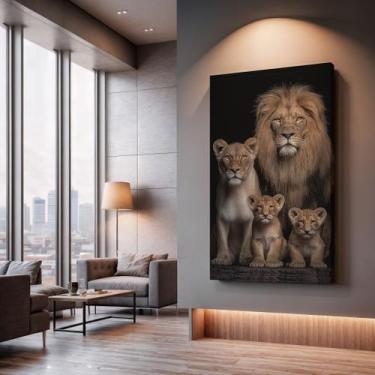 Imagem de Quadros Decorativos Leões Gêmeos 40x60 Moderno Luxo Sala Quarto Escrit