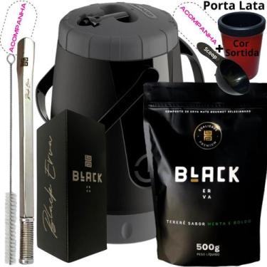 Imagem de Kit Completo Tereré Black Erva Mate Garrafa térmica Unitermi Copo Inox