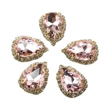 Imagem de Strass De Fundo Dourado Com 4 Furos Para Costurar, Cristal De Vidro, A