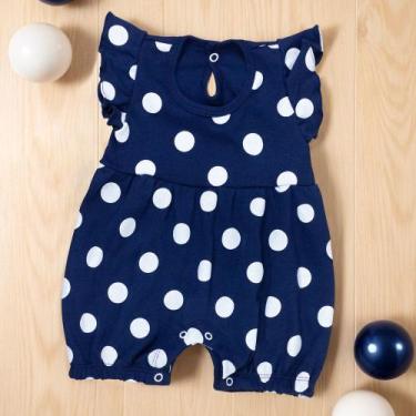 Imagem de Macacão Bebê Azul Marinho Babado Poá - Conforto para Meninas - Era Uma