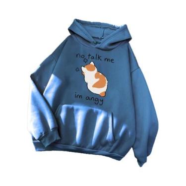 Imagem de Moletom Feminino Oversize Com Estampa De Gato Zangado, Estilo Hip Hop 